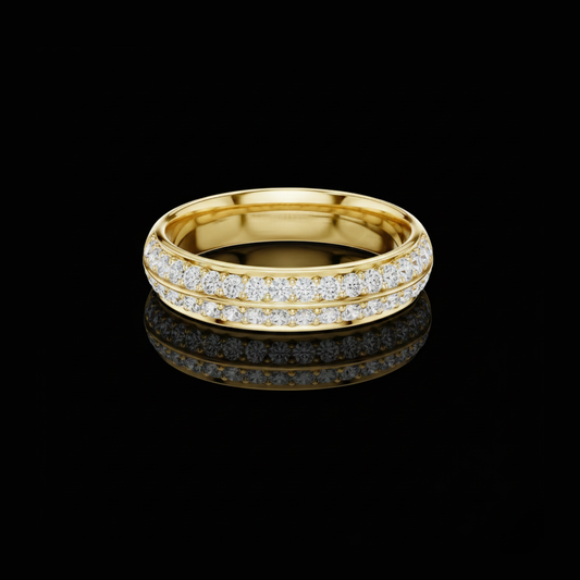 0.54 TCW Elegant Two Row Pave Lab Grown Diamond Band Luxe Anniversary & Stacking Eternity Ring