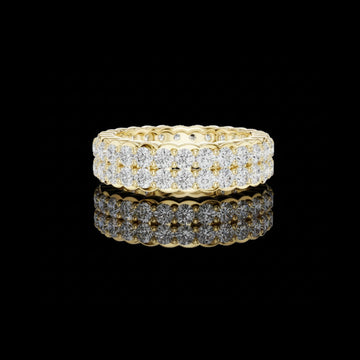 3.50 TCW Crystal-Clear Double Row Gold Eternity Band Featuring Round Cut Moissanite Diamonds