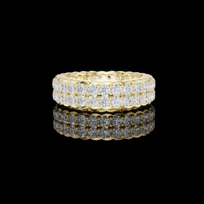 Double Row Round Cut Moissanite Eternity Band With Wedding Ring