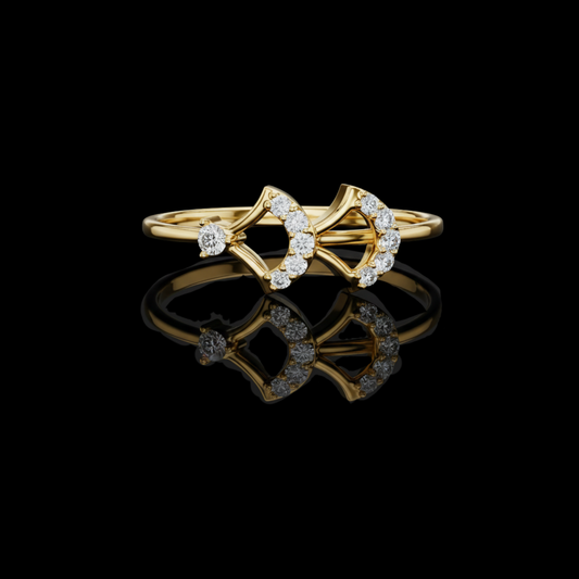 0.076 TCW Dual-Arc Ring Framed with Radiant Pavé Set Lab Grown Diamonds