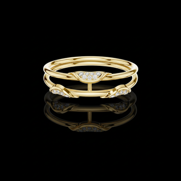 0.73 TCW Elegant Double Layer Gold Ring with Sparkling Curved Lab Grown Diamond Details Contemporary Luxury Design