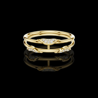 0.73 TCW Elegant Double Layer Gold Ring with Sparkling Curved Moissanite Diamond Details Contemporary Luxury Design