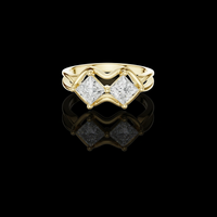 2.00 TCW Elegant Moissanite Ring Featuring Dual Princess Diamonds in a Sculpted Interlocking Wave Setting