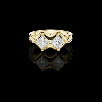 2.00 TCW Elegant Moissanite Ring Featuring Dual Princess Diamonds in a Sculpted Interlocking Wave Setting