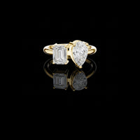 5.50 CT Majestic Lab Grown Emerald Cut Toi e Moi Ring For Perfect Mood