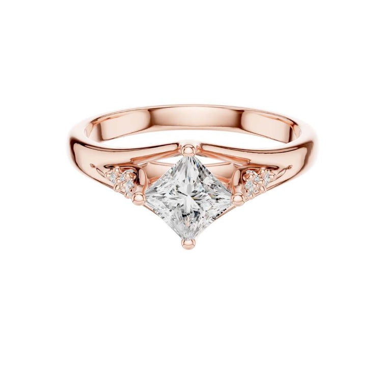 Princess Cut Moissanite Halo Engagement Ring - view 2