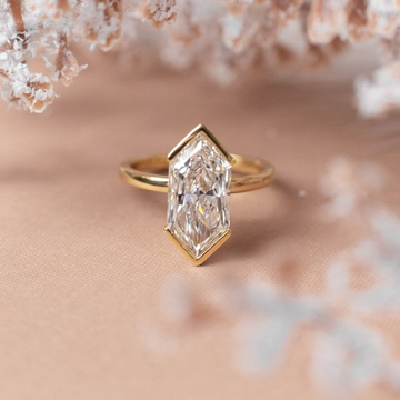 3.00 TCW Iconic Dutch Marquise Cut Moissanite Diamond Half Bezel Set Solitaire Statement Ring For Her