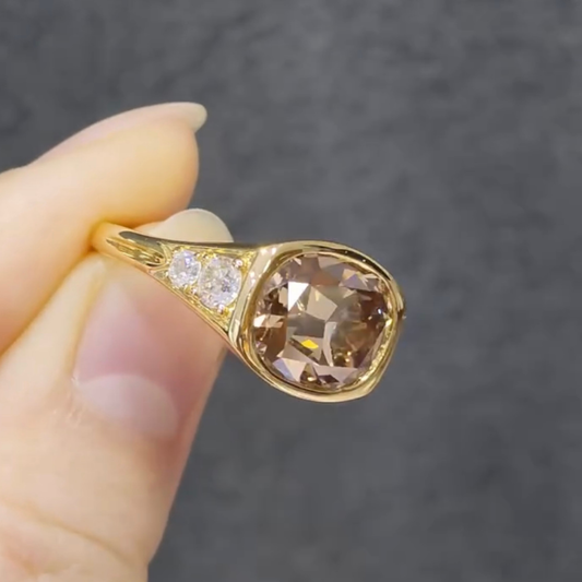 East West Old Mine Cushion Lab Diamond Engagement Ring - view 2