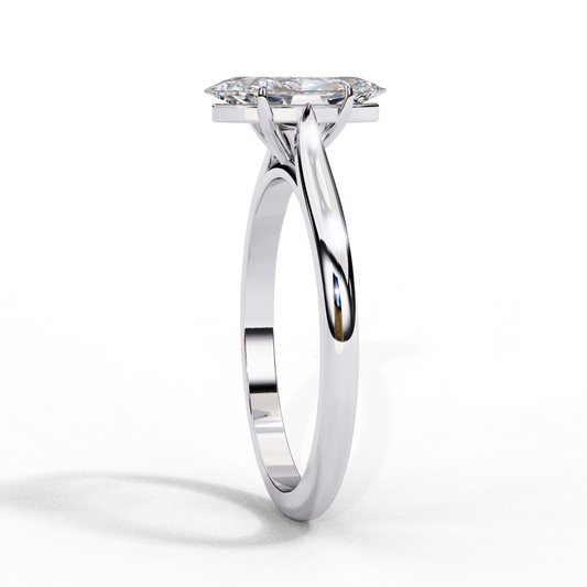 Marquise Cut Lab Diamond Solitaire Engagement Ring With Four Prong - view 4