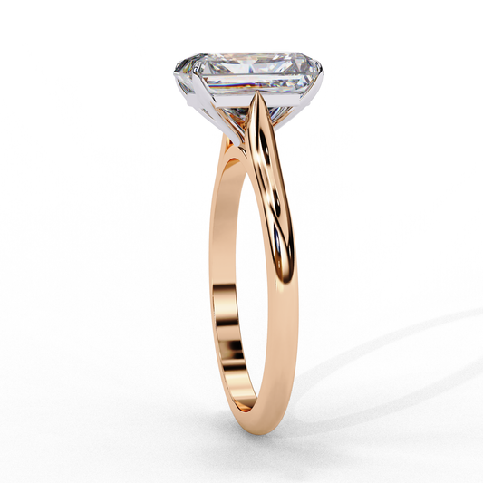 Four Prong Radiant Moissanite Solitaire Engagement Ring - view 4