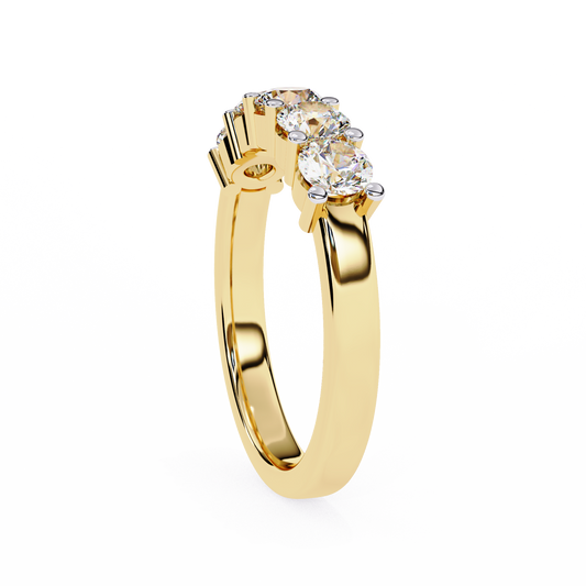 Round Cut Five Stone Lab Anniversary Band Wedding Ring - view 4