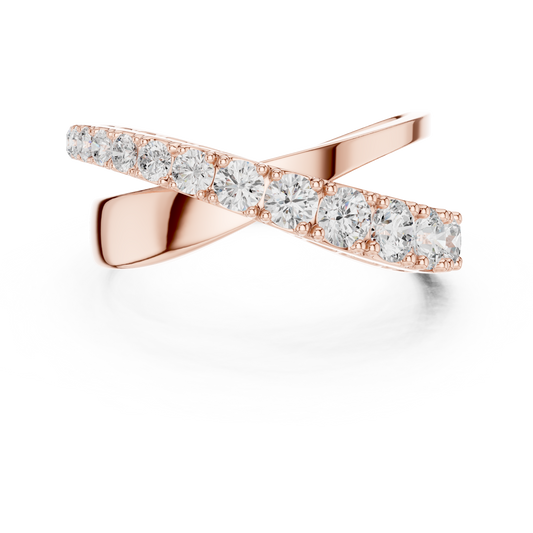 1.09 TCW Luxury Brilliant Round Cut Moissanite Diamond Crossover Modern Eternity Statement Criss Cross Ring For Her