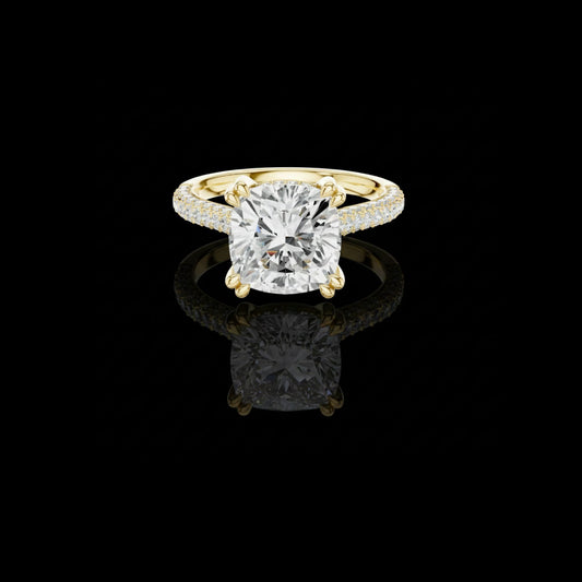 3.68 CT Luminous Lab Grown Cushion Cut Diamond Ring For Luxurious Life