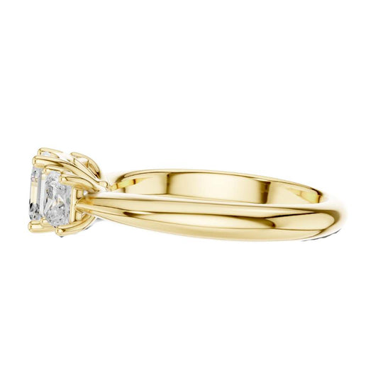 Asscher Three Stone Ring With Princess Cut Side Stones - view 4