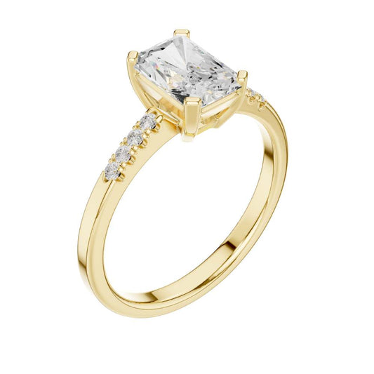 Pave Radiant Cut Moissanite Solitaire Engagement Ring - view 4