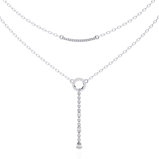 Double Layered Circle Drop Necklace - view 3