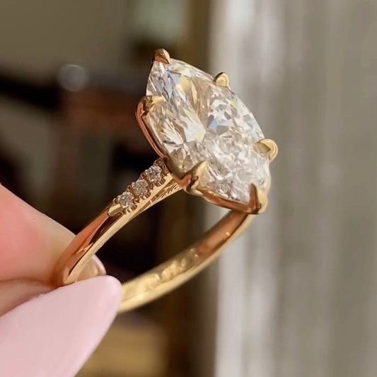 Marquise Cut Lab Diamond Solitaire Engagement Ring - view 3