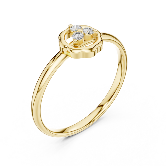 Round Cut Moissanite Three Stone Floral Cluster Ring - view 4