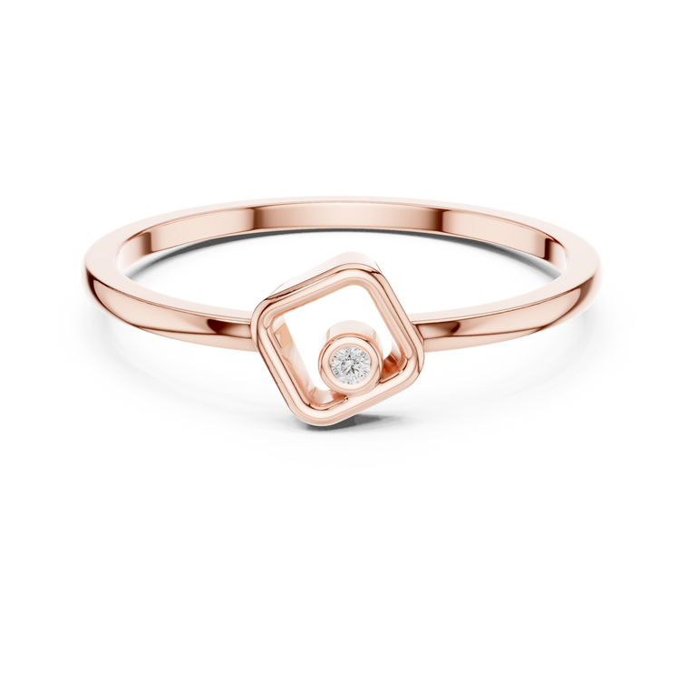 Round Cut Moissanite Open Square Geometric Solitaire Ring - view 2