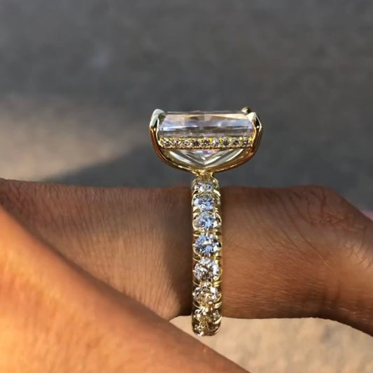Radiant Cut Solitaire Moissanite Engagement Ring - view 3