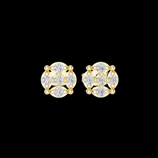 0.34 TCW Elegant Geometric Moissanite Diamond Cluster Stud Earrings with Modern Floral Symmetry