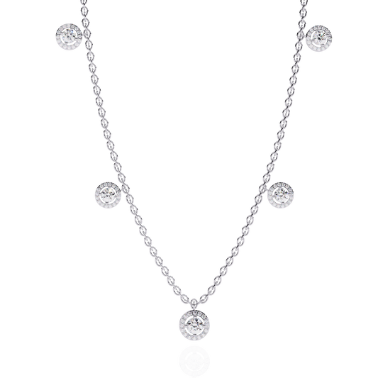 Round Cut Halo Station Necklace - view 3