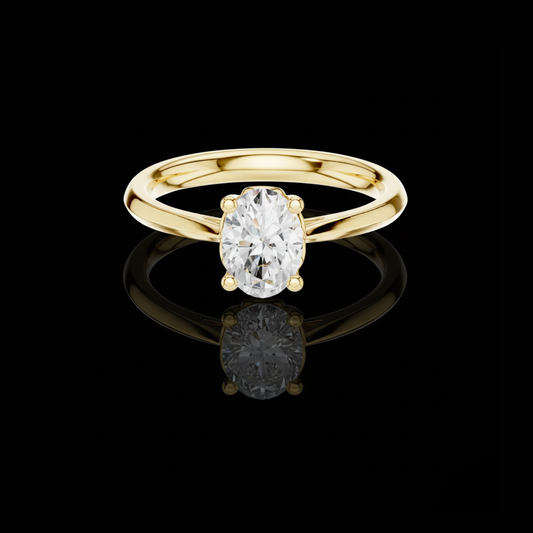 1.08 TCW Elegant Oval Cut Moissanite Diamond Modern Minimal Solitaire Engagement Ring For Her