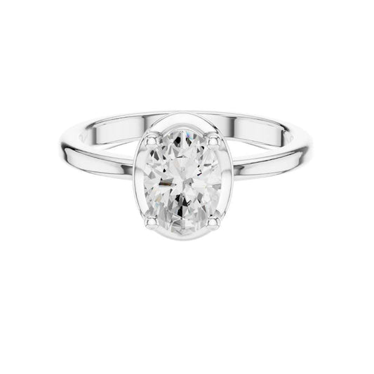Bezel Set Oval Solitaire Engagement Ring - view 3