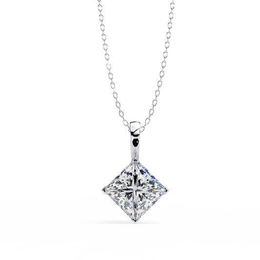 Contemporary Orientated Princess V Prong Pendant - view 4