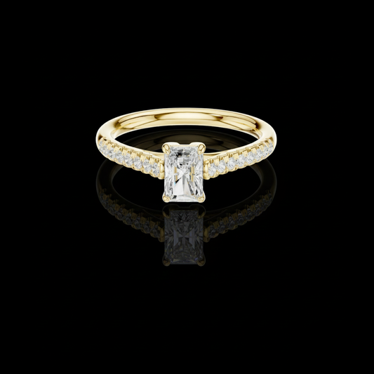 0.66 CT Dazzling Radiant Cut Lab Grown Diamond Pave Shank Engagement Ring For Her