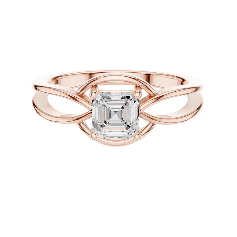 Asscher Cut Moissanite Infinity Twist Engagement Ring - view 2