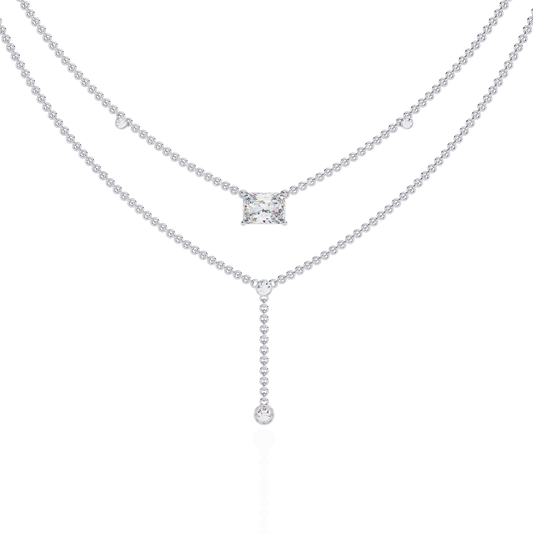 Double Layer East West Radiant Y Drop Necklace - view 3