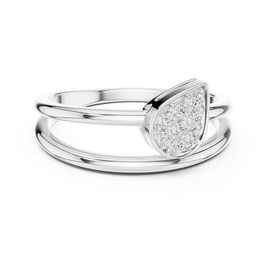 Pear Shape Round Cut Lab Grown Diamond Pave Double Band Ring - view 3