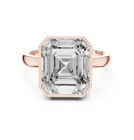 7.32 TCW Architectural Emerald Cut Moissanite Diamond Solitaire Ring with Sleek Bezel Setting For Her
