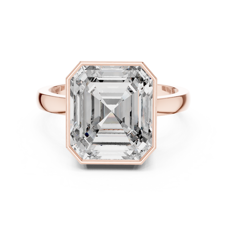 Asscher Cut Lab Grown Diamond Men's Full Bezel Engagement Ring - view 2