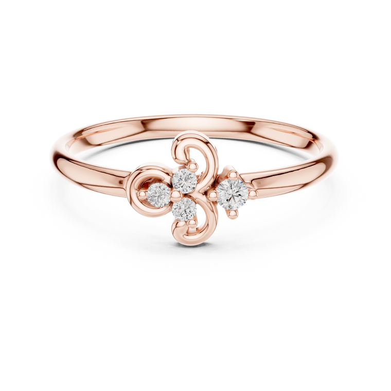 Modern Floral Round Lab Diamond Ring With Brilliant Accents - view 2