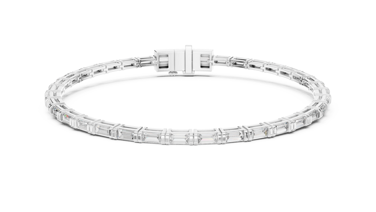 3.70 TCW Baguette Cut Moissanite Geometric Link Bracelet - view 3