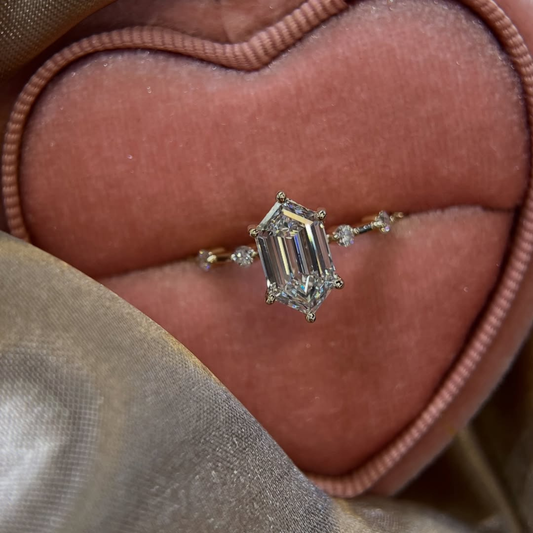 2.25 CT Delicate Antique Cut Lab Grown Diamond with Delicate Side Stones Engagement Ring For Her