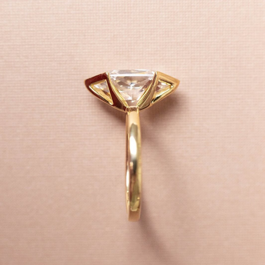3.50 TCW Iconic Dutch Marquise Cut Moissanite Diamond Half Bezel Set Solitaire Statement Ring For Her