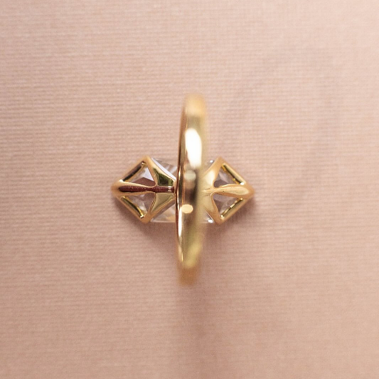 Dutch Marquise Cut Half Bezel Set Solitaire Lab Diamond Ring - view 4