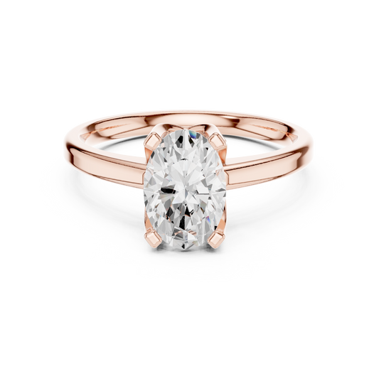 1.40 TCW Classic Oval Cut Lab Grown Diamond Solitaire Ring with unique Prong Setting
