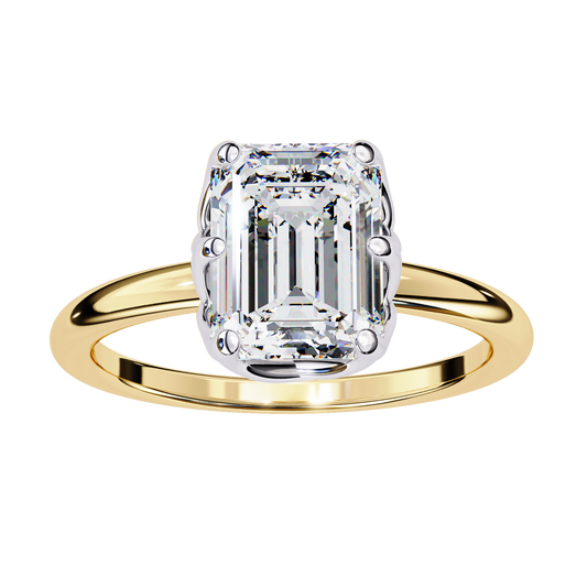 Hidden Halo Emerald Lab Diamond Solitaire Engagement Ring - view 2