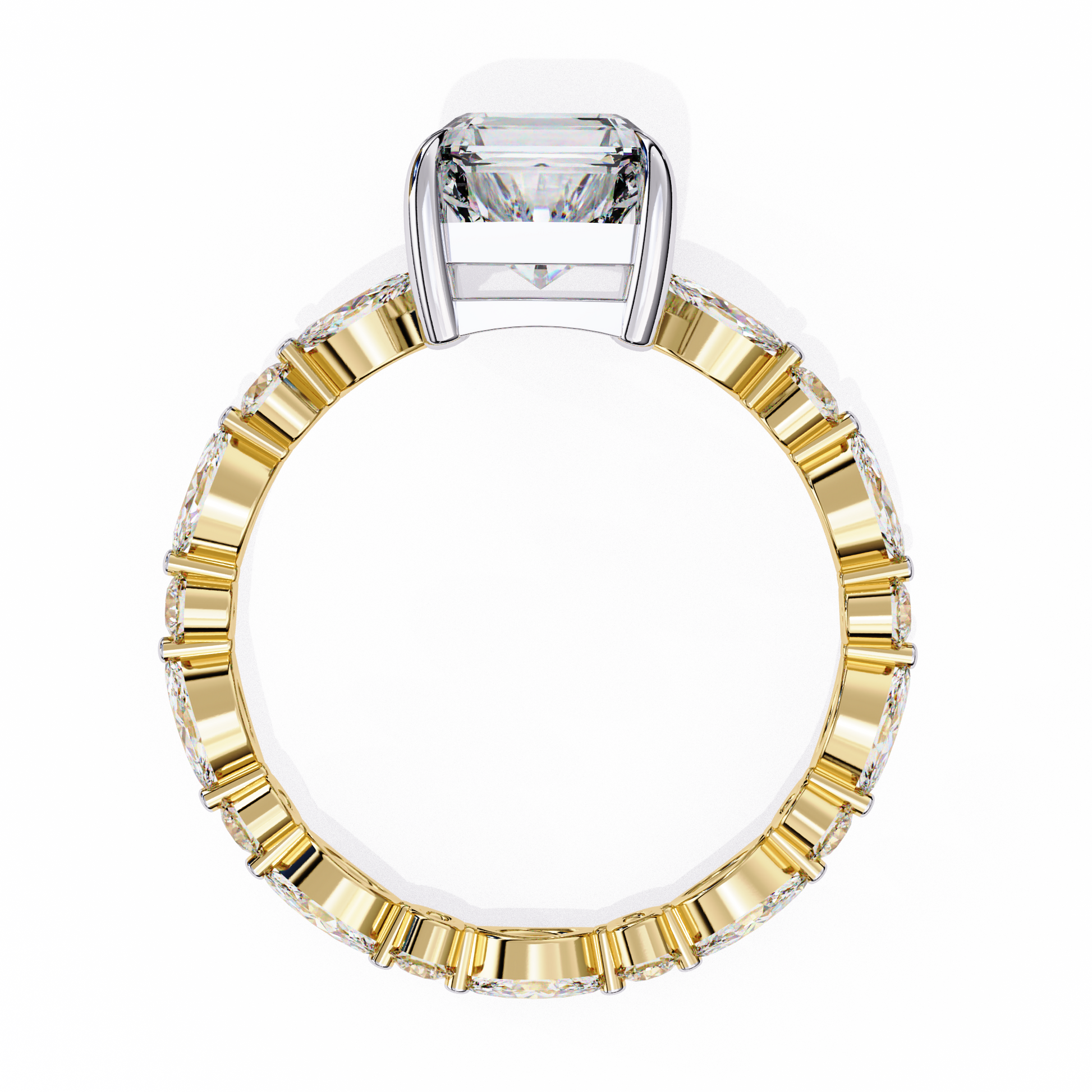 Gold and silver ring with a clear gemstone 