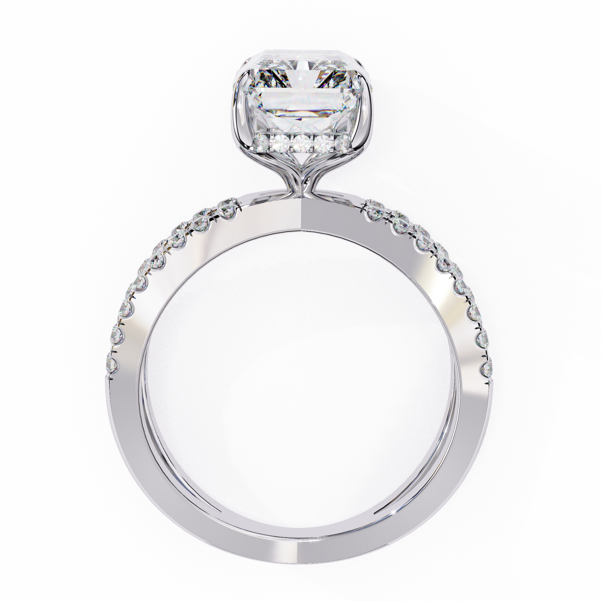 Diamond ring with a white gold band 