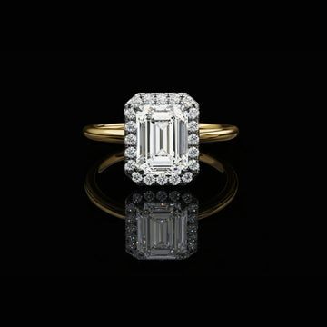 2.00 CT Emerald Cut Lab Grown Diamond Halo Vintage Inspired Engagement Ring By Ivevar Luxury