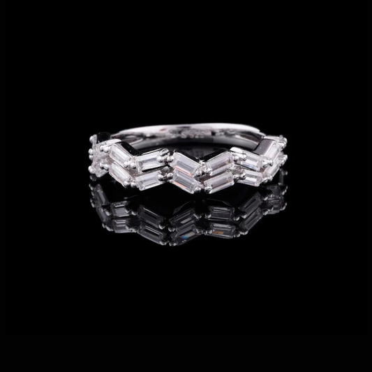 2.00 TCW Zig-Zag Baguette Cut Moissanite Diamond Band Modern Luxury Fine Jewelry Ring