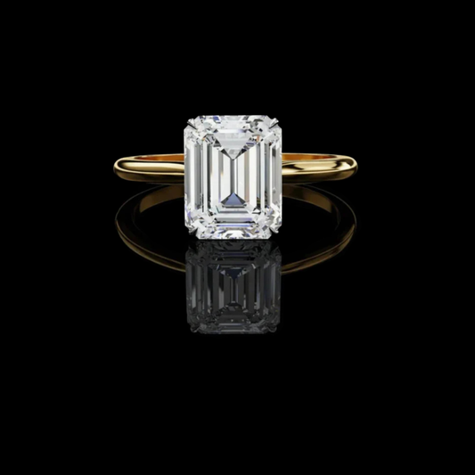 2.56 TCW Emerald Cut Lab Grown Diamond Solitaire Ring Sleek Four Prong Minimalist Engagement Jewelry
