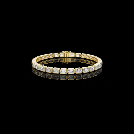 7.75 TCW Luxury Emerald Cut Lab Grown Diamond Tennis Bracelet with Bezel Set Gemstones  By Ivevar