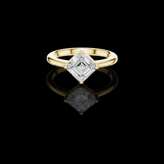 1.44 TCW Elegant Solitaire Ring Featuring a Emerald Square Moissanite Diamond in a Four Prong Setting
