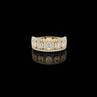 3.50 TCW Sparkling Emerald Cut Moissanite Diamond Halo Statement Ring Band for Her